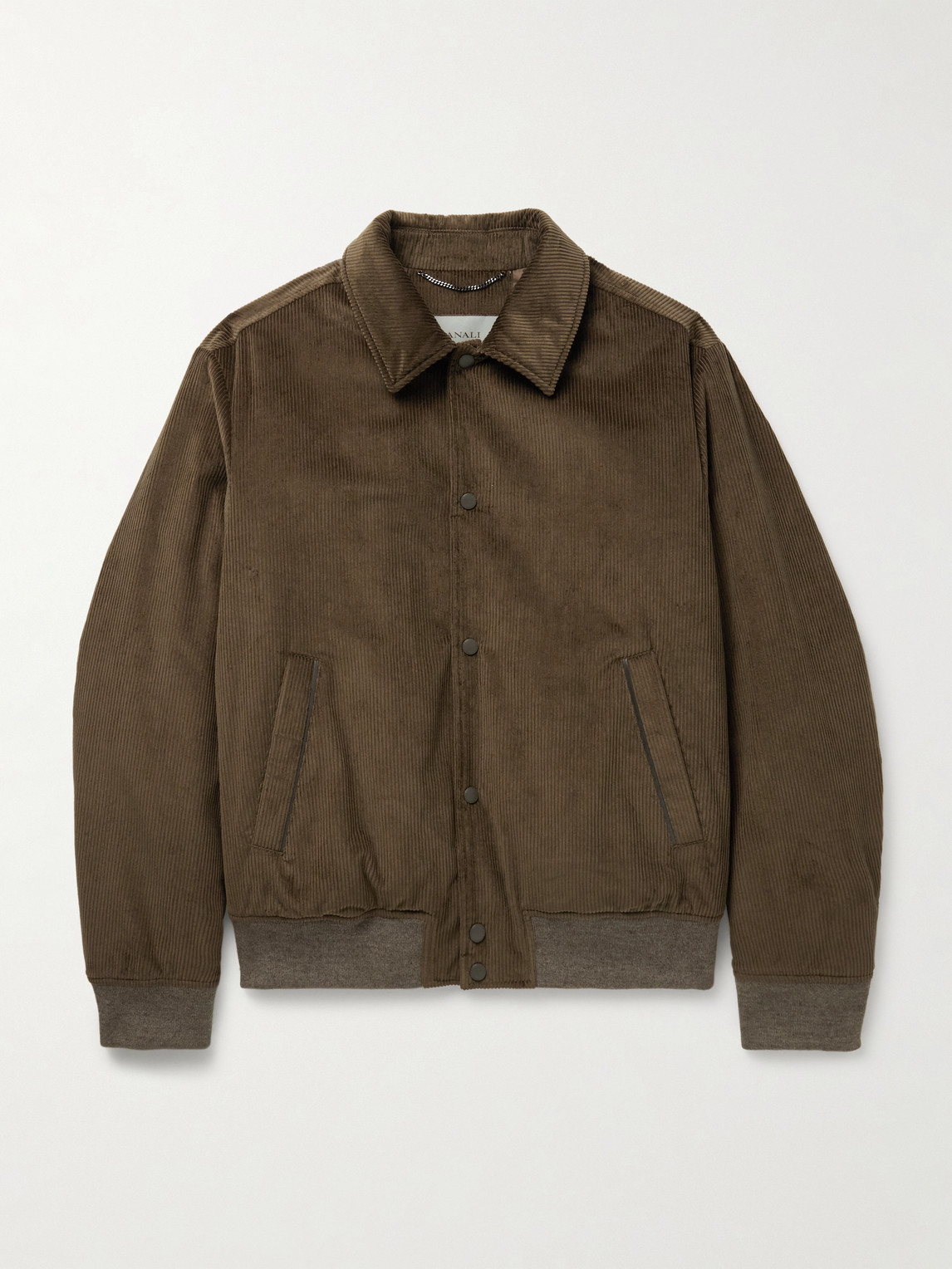 Canali Leather-Trimmed Cotton-Corduroy Blouson Jacket - Men