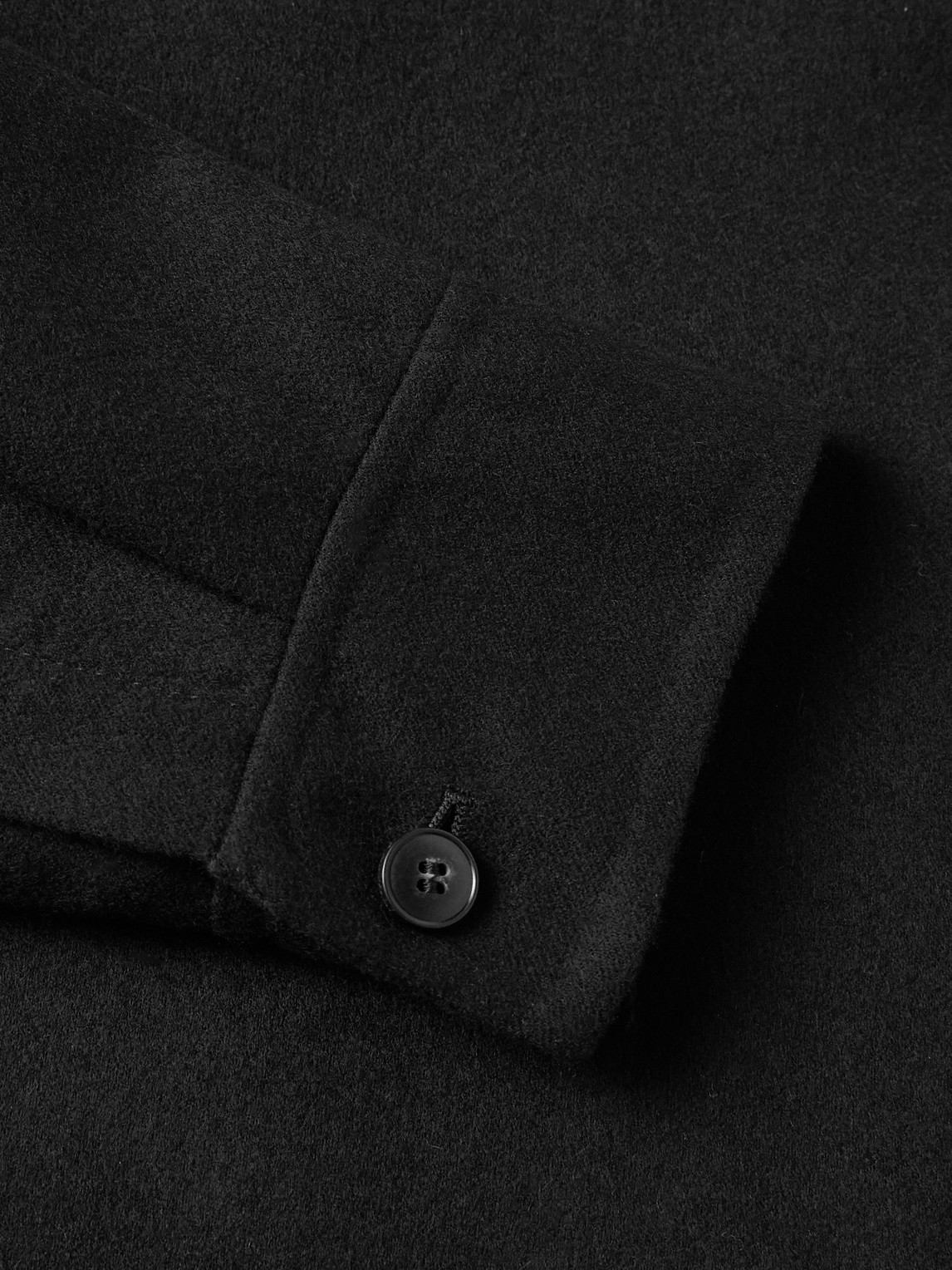 Canali Camp-collar Wool-blend Felt Overshirt In Black