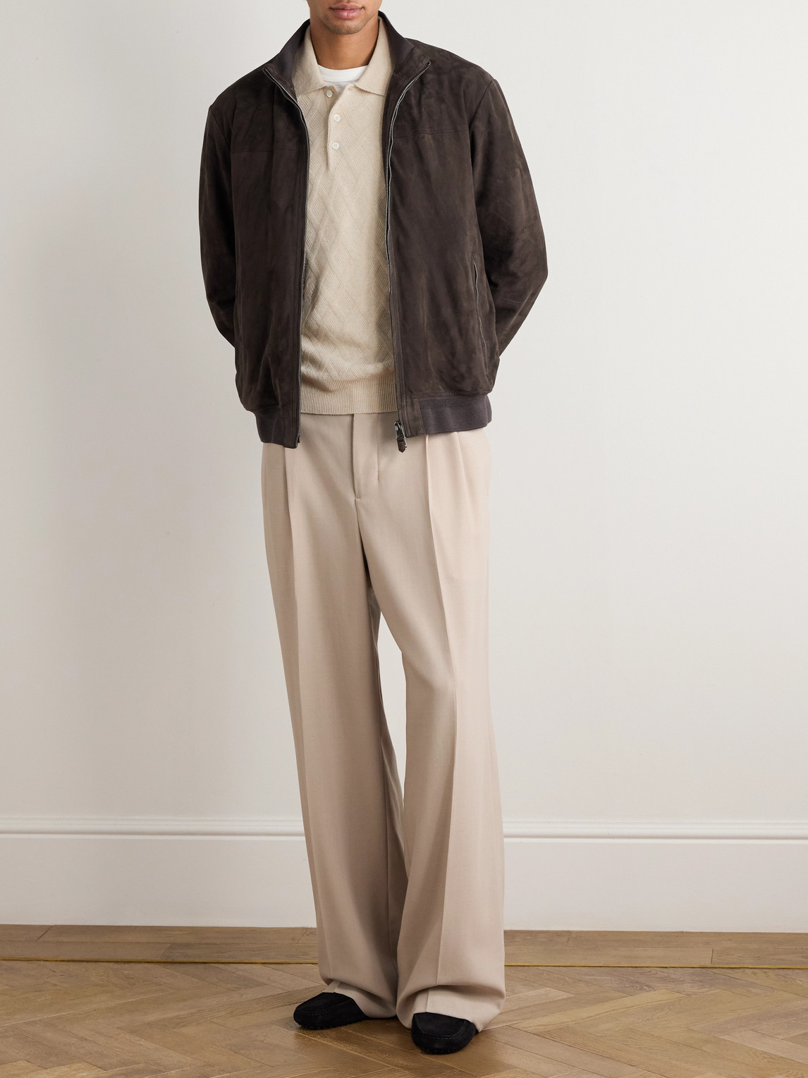 Canali Cable-knit Wool And Cashmere-blend Polo Shirt In Neutral