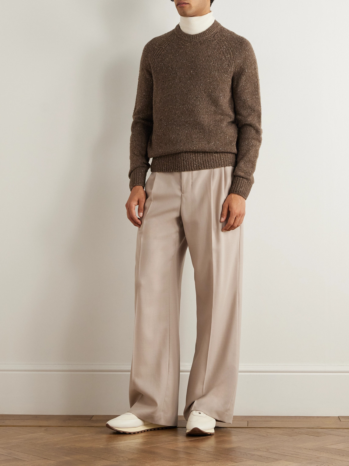 Canali Wool-blend Sweater In Brown