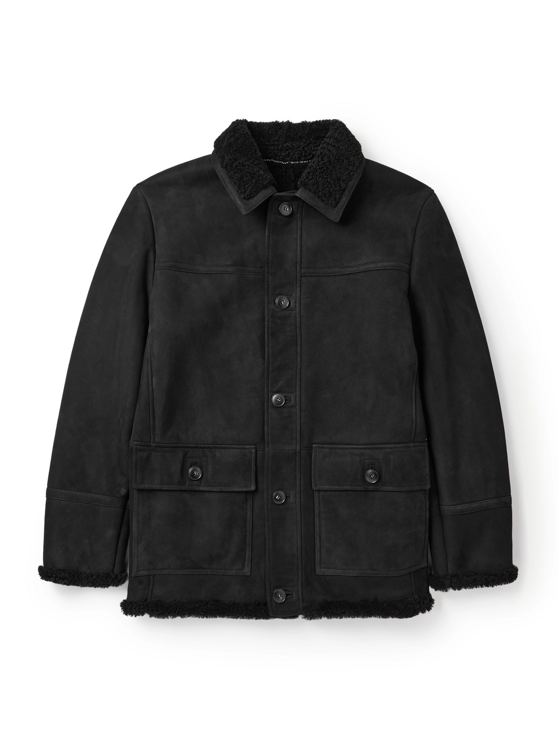 Canali Shearling Jacket In Black