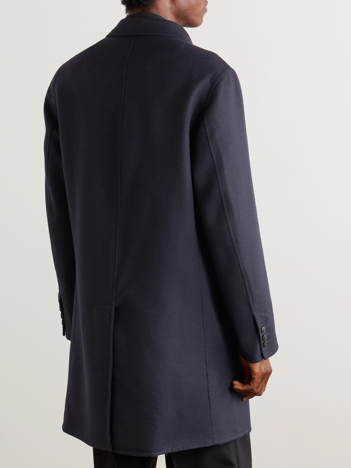 Canali Wool And Cashmere-blend Felt Overcoat In Black