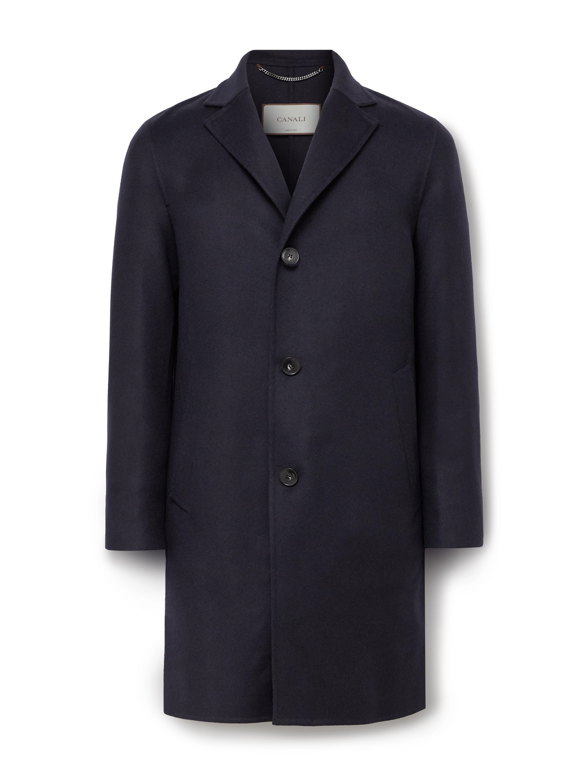 Canali Wool And Cashmere-blend Felt Overcoat In Black