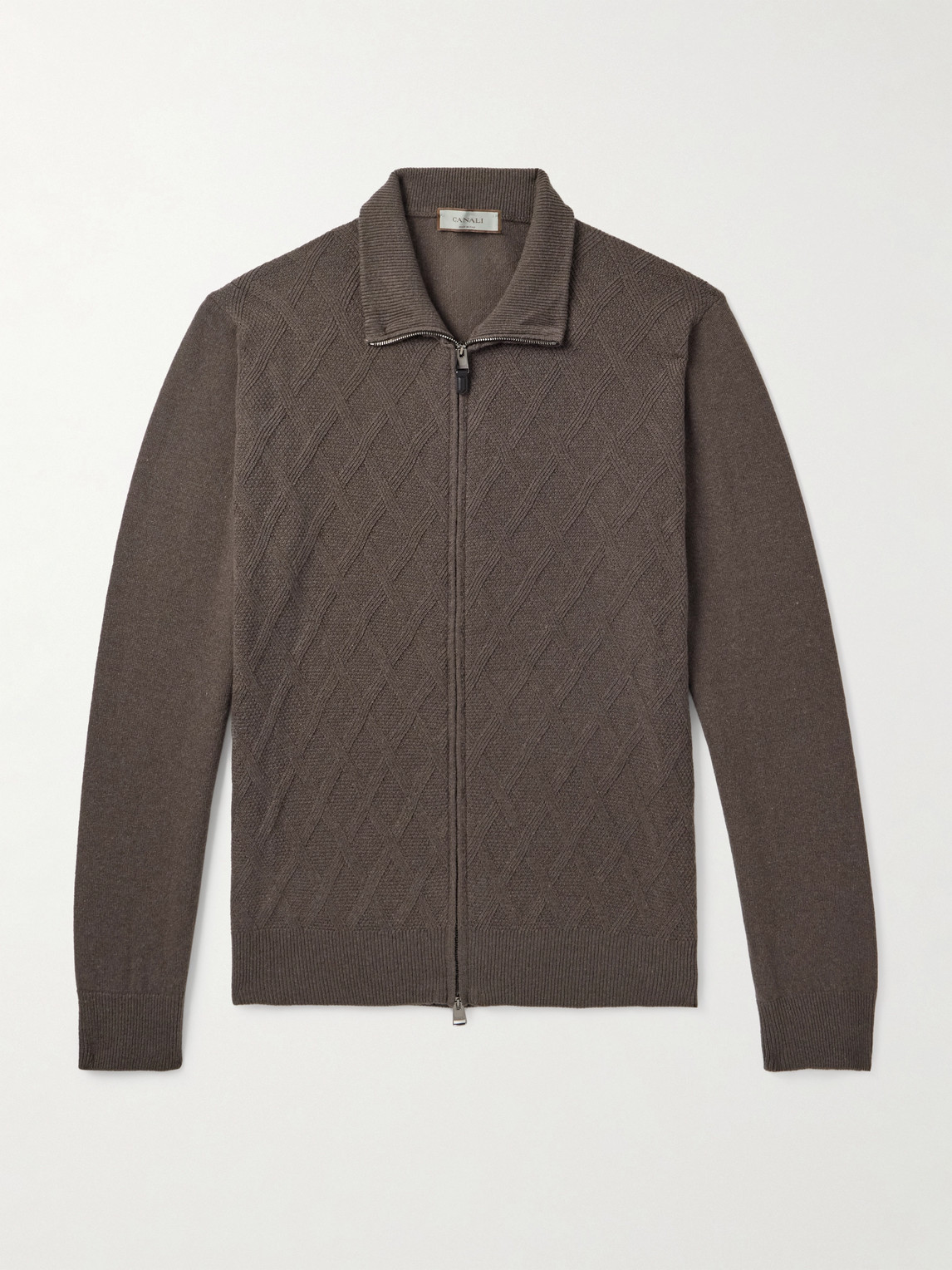 Canali Cable-Knit Wool and Cashmere-Blend Zip-Up Cardigan - Men
