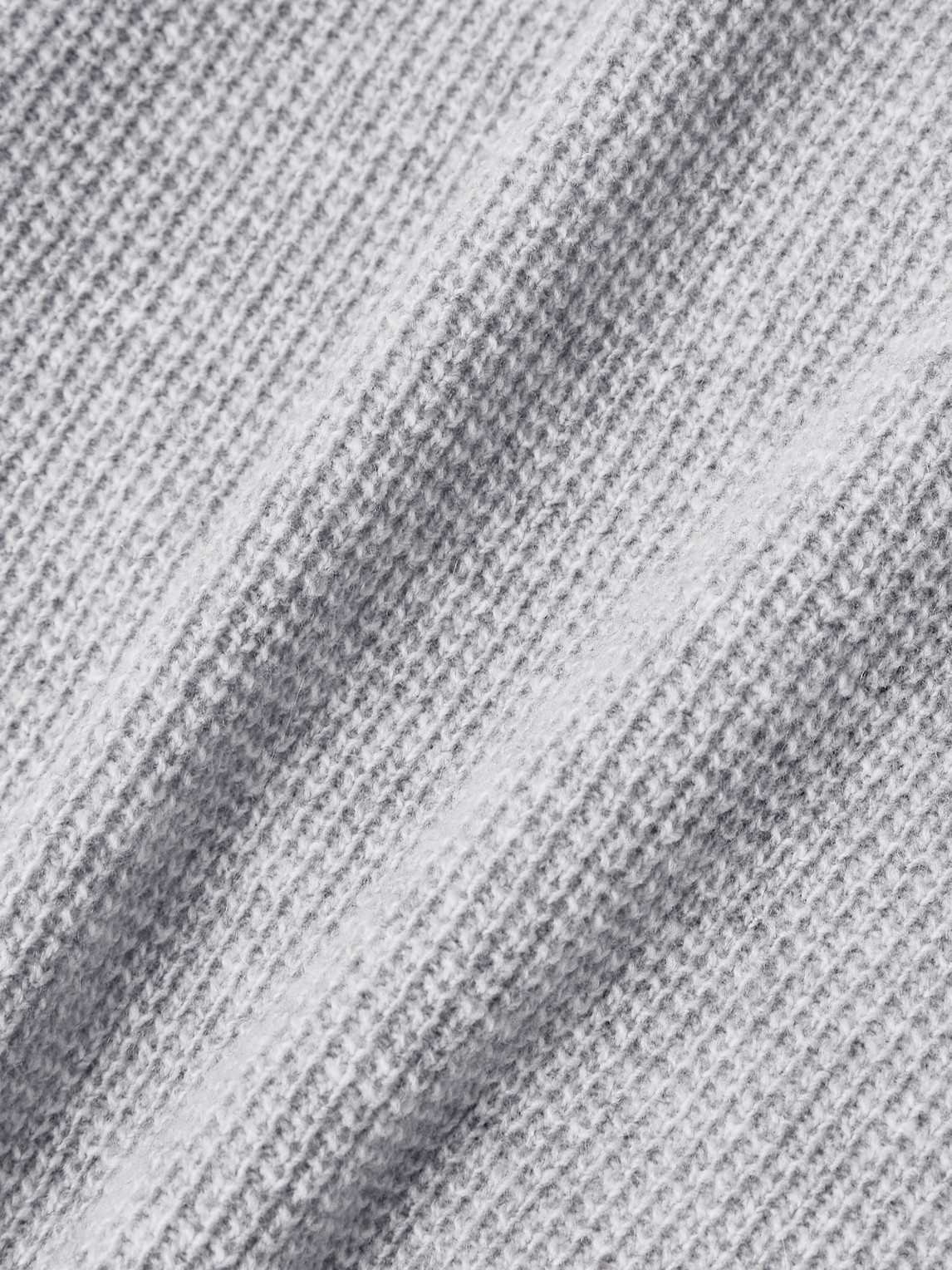Canali Slim-fit Suede-trimmed Ribbed Wool And Cashmere-blend Half-zip Sweater In Gray
