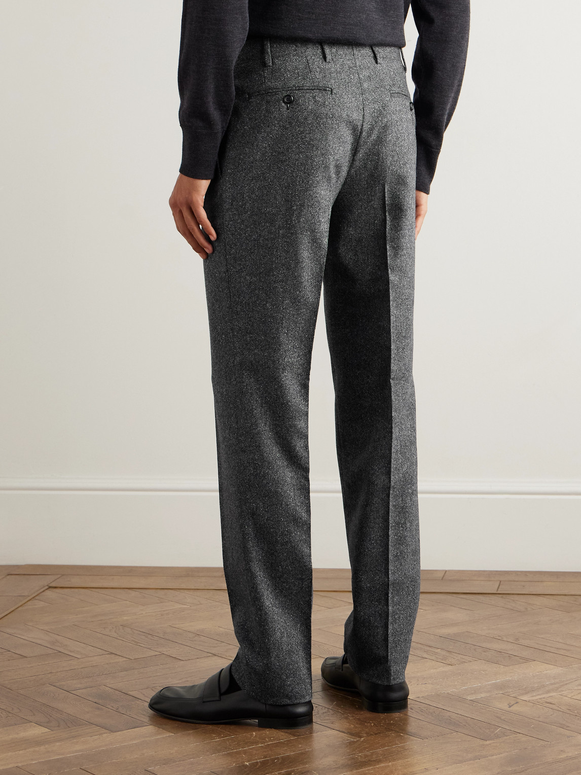Canali Tapered Wool-blend Twill Suit Trousers In Gray