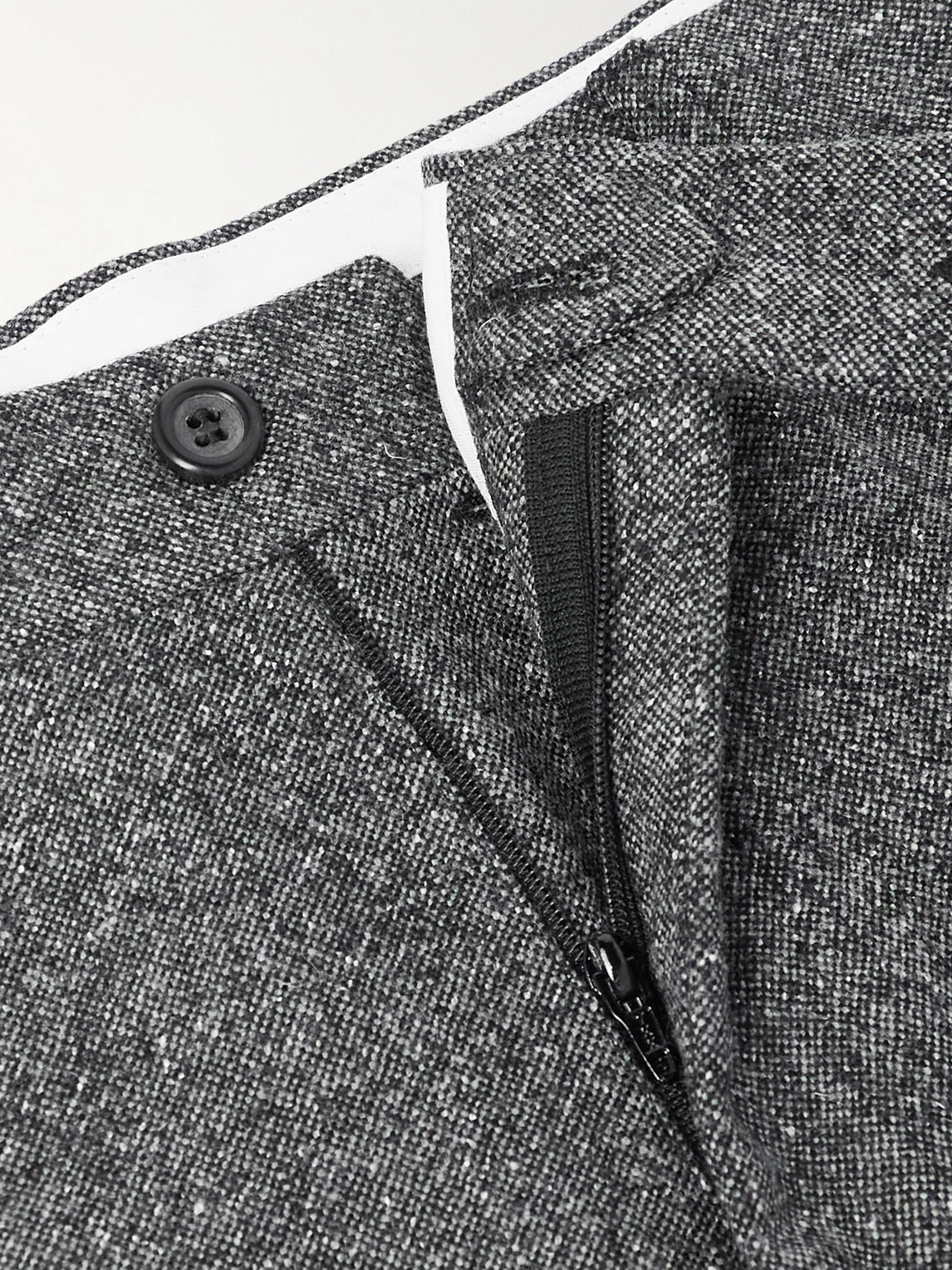 Canali Tapered Wool-blend Twill Suit Trousers In Gray