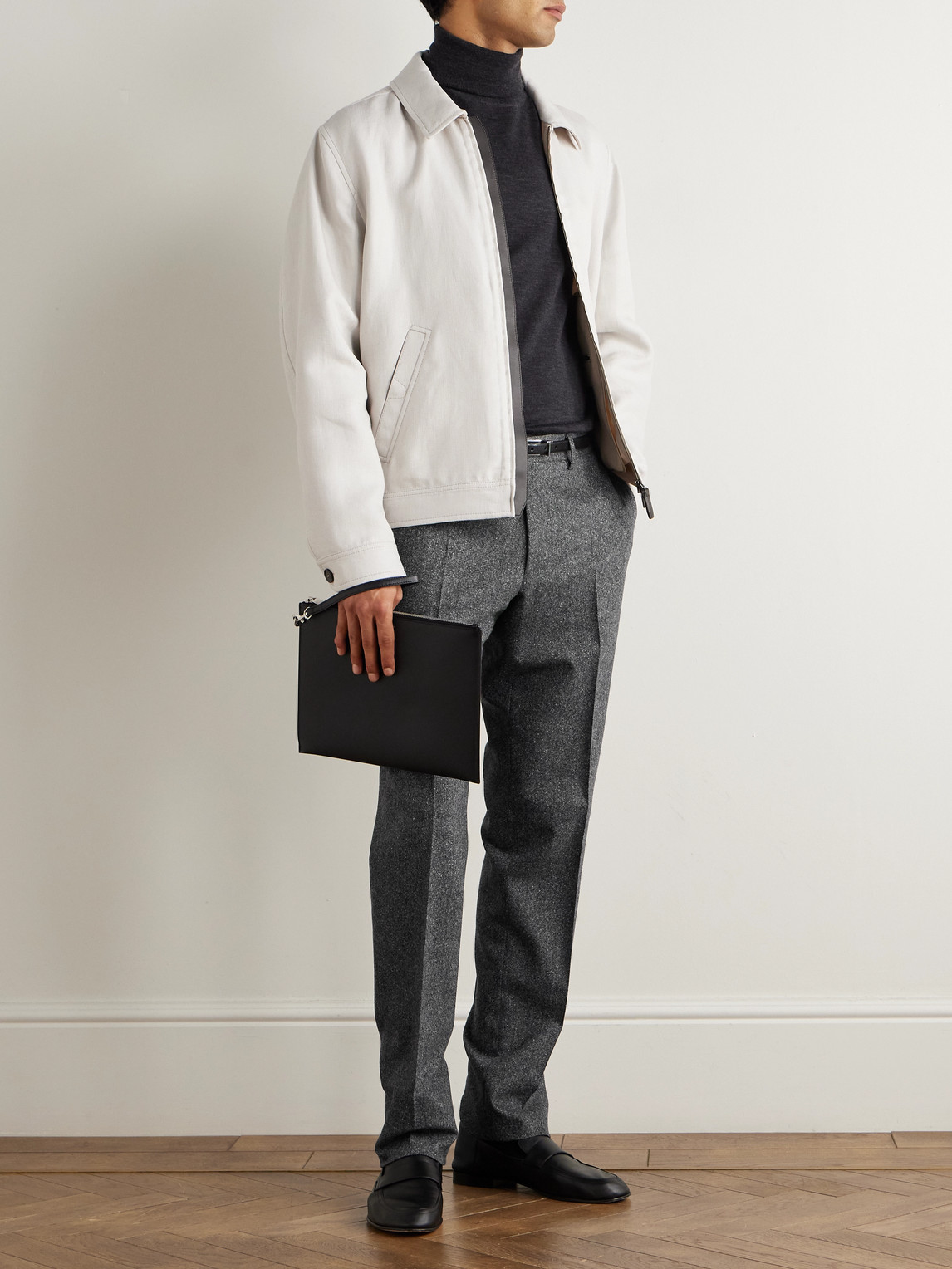 Canali Tapered Wool-blend Twill Suit Trousers In Gray