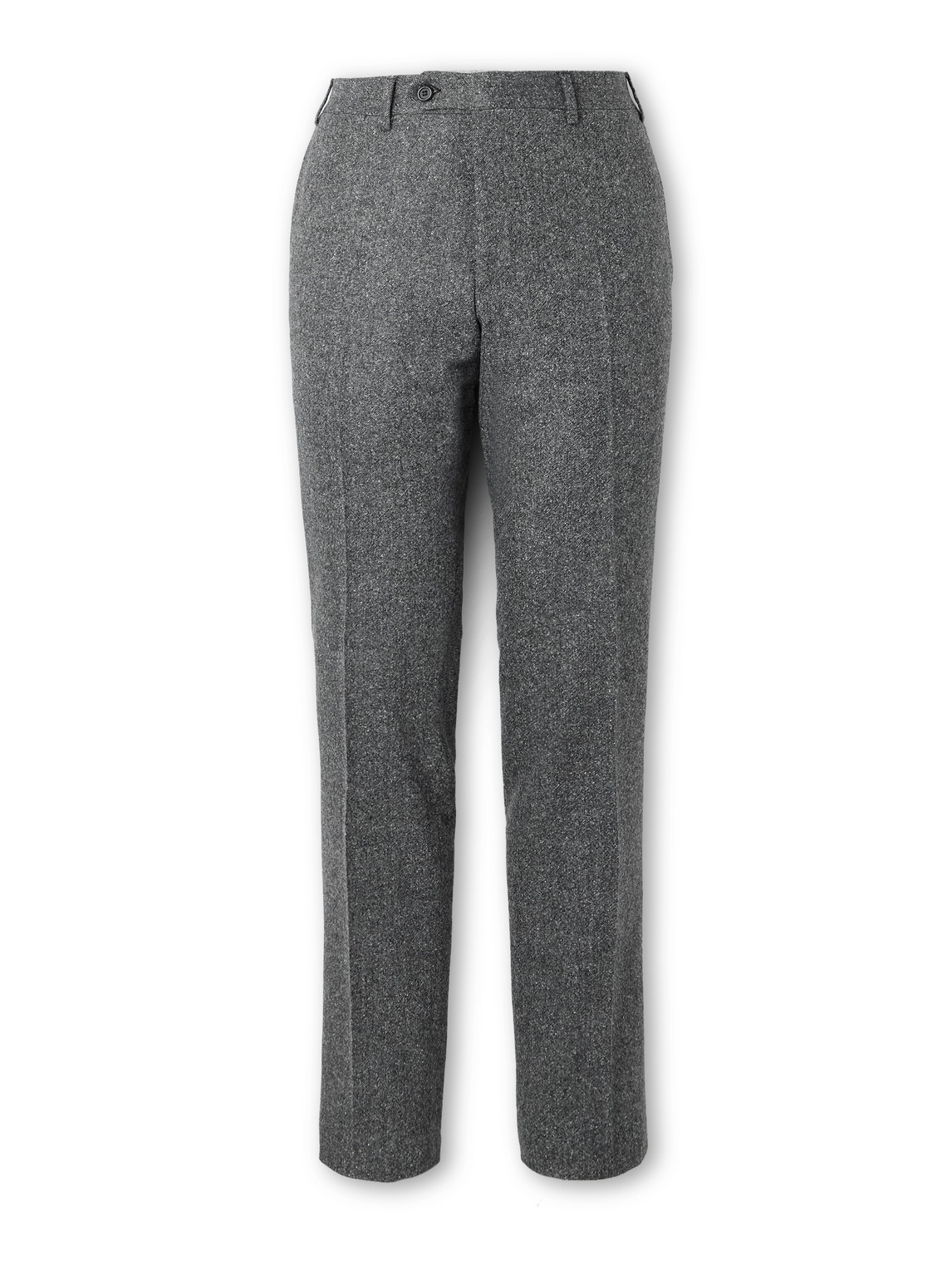 Canali Tapered Wool-blend Twill Suit Trousers In Gray