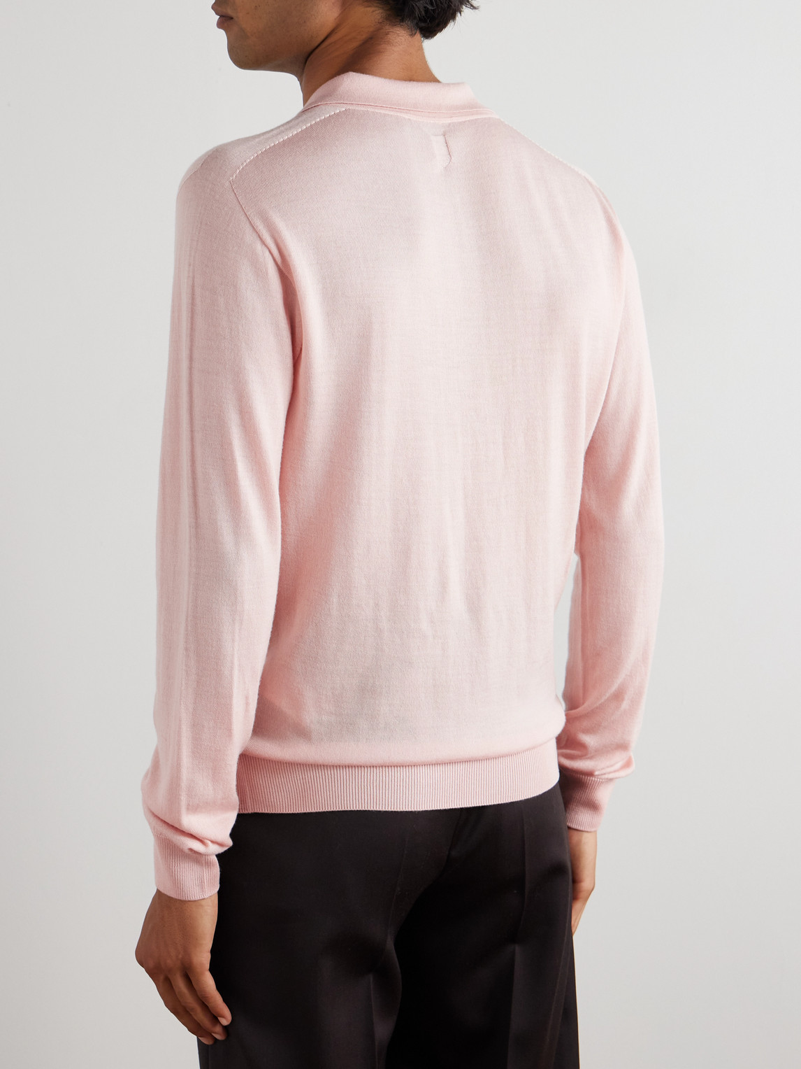 Canali Wool Polo Shirt In Pink