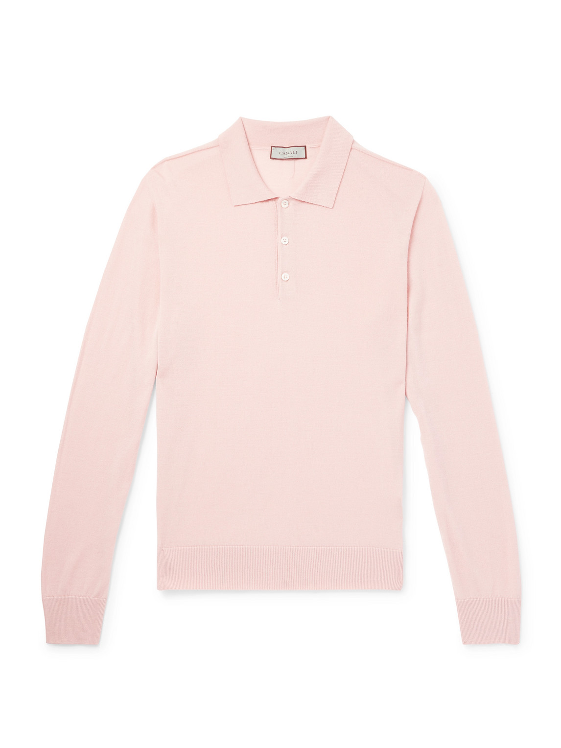 Canali Wool Polo Shirt In Pink