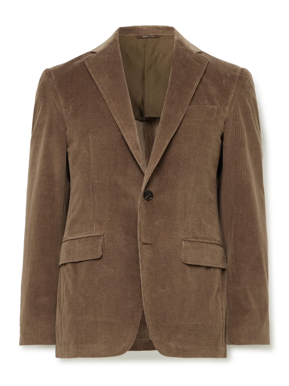 Canali Kei Slim-fit Cotton-blend Corduroy Suit Jacket In Brown