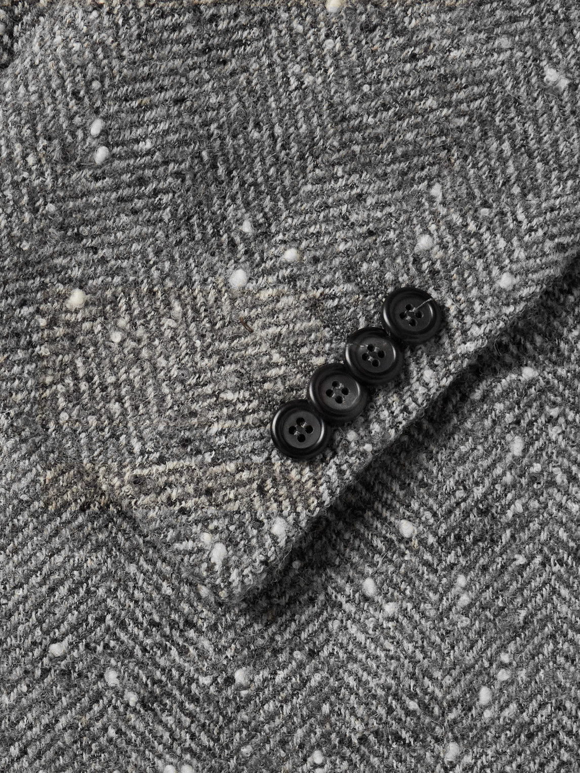 Canali Kei Herringbone Wool-blend Blazer In Gray