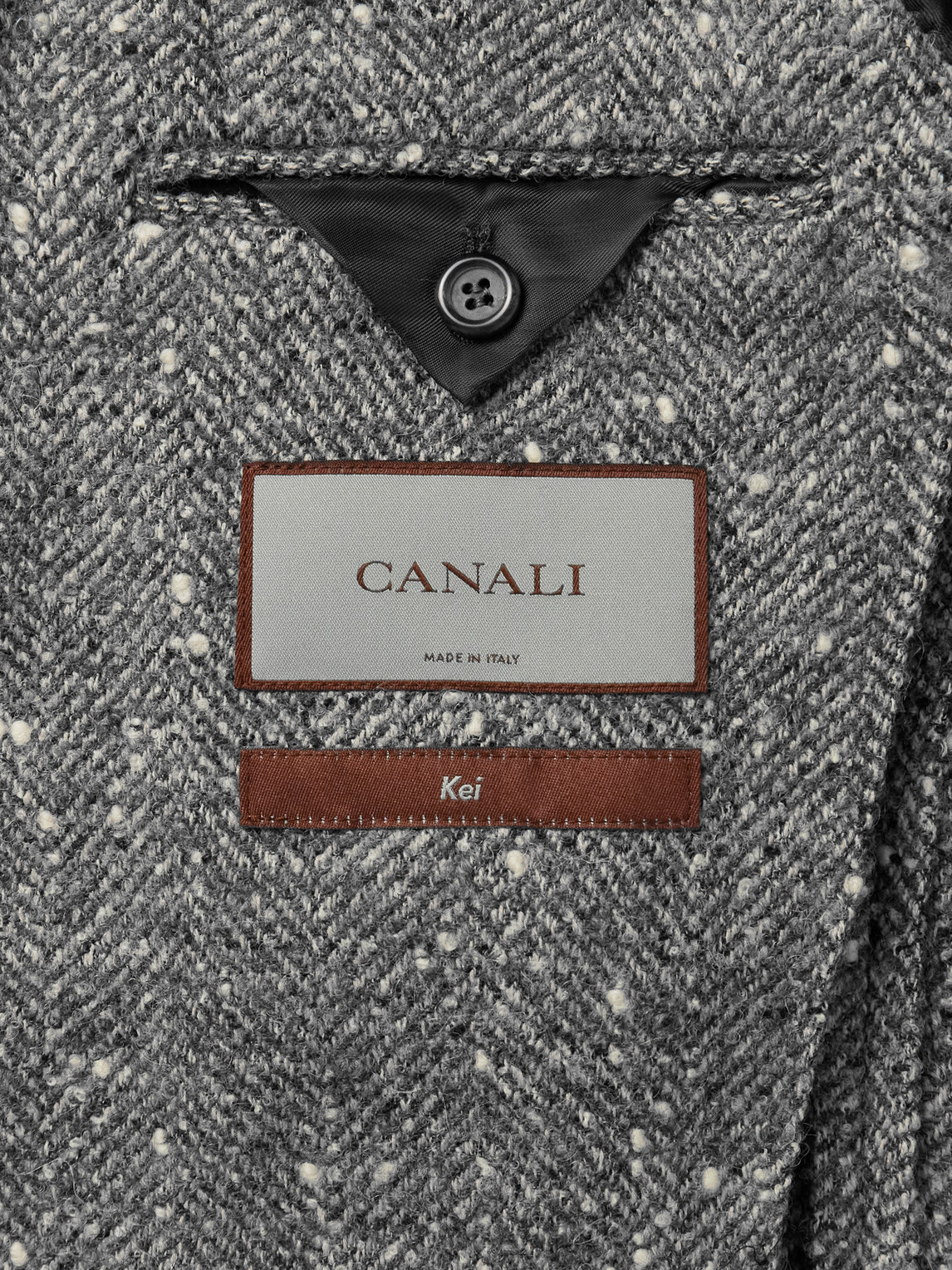Canali Kei Herringbone Wool-blend Blazer In Gray