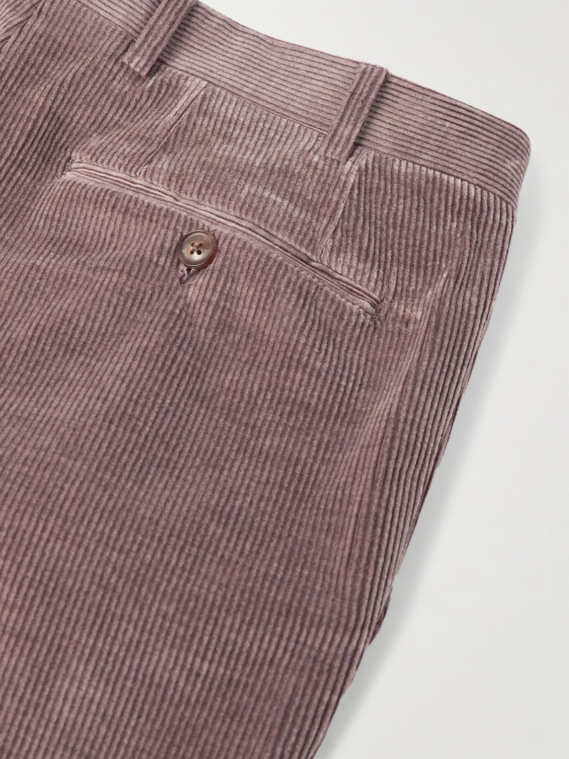 Canali Tapered Cotton-blend Corduroy Trousers In Pink