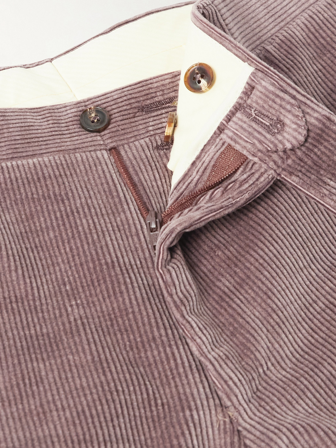 Canali Tapered Cotton-blend Corduroy Trousers In Pink