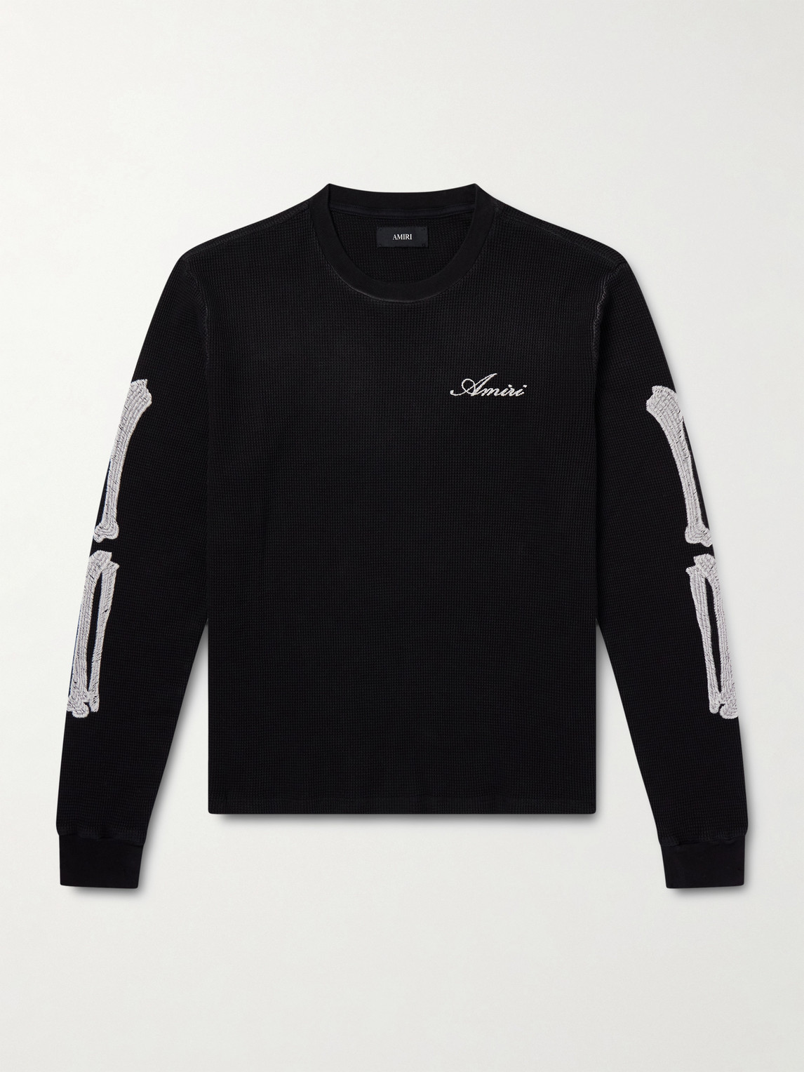 AMIRI Bones Logo-Embroidered Waffle-Knit Cotton T-Shirt - Men