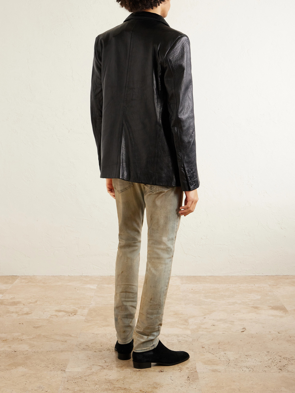 Mx1 Skinny-Fit Distressed Suede-Trimmed Jeans