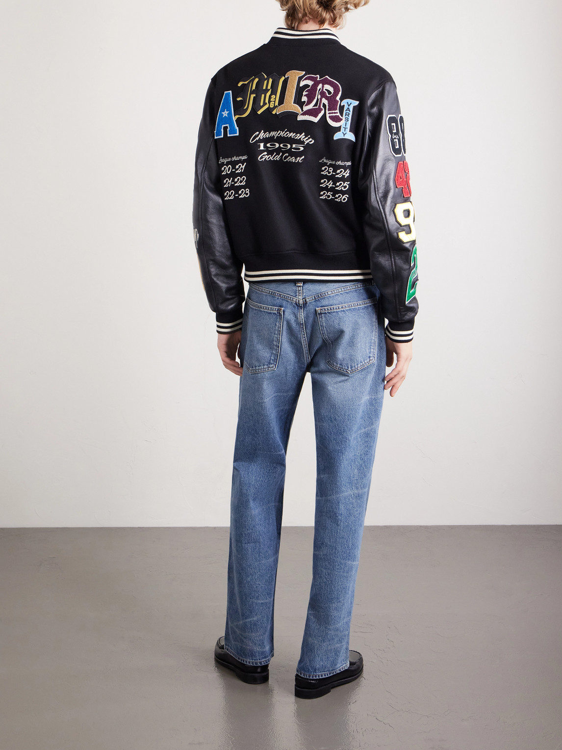Amiri Varsity Patch Bomber Jacket In Black