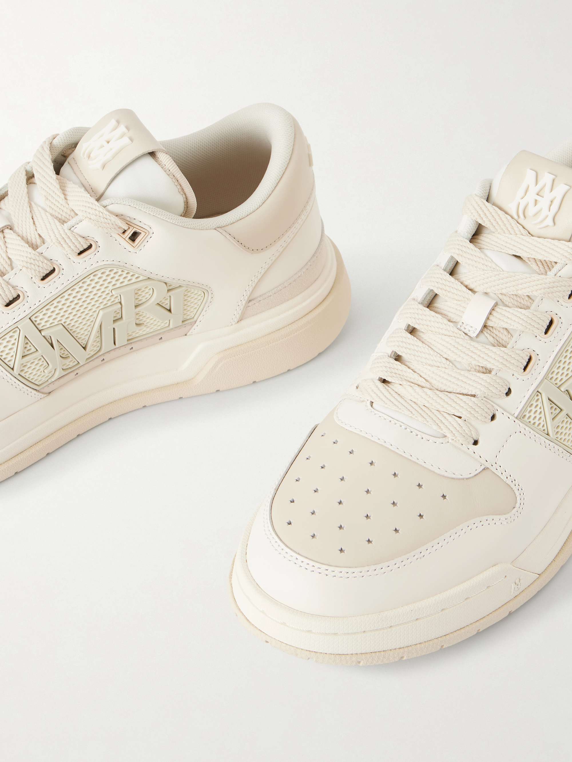 AMIRI Classic Low Two-Tone Perforated Leather and Mesh Sneakers