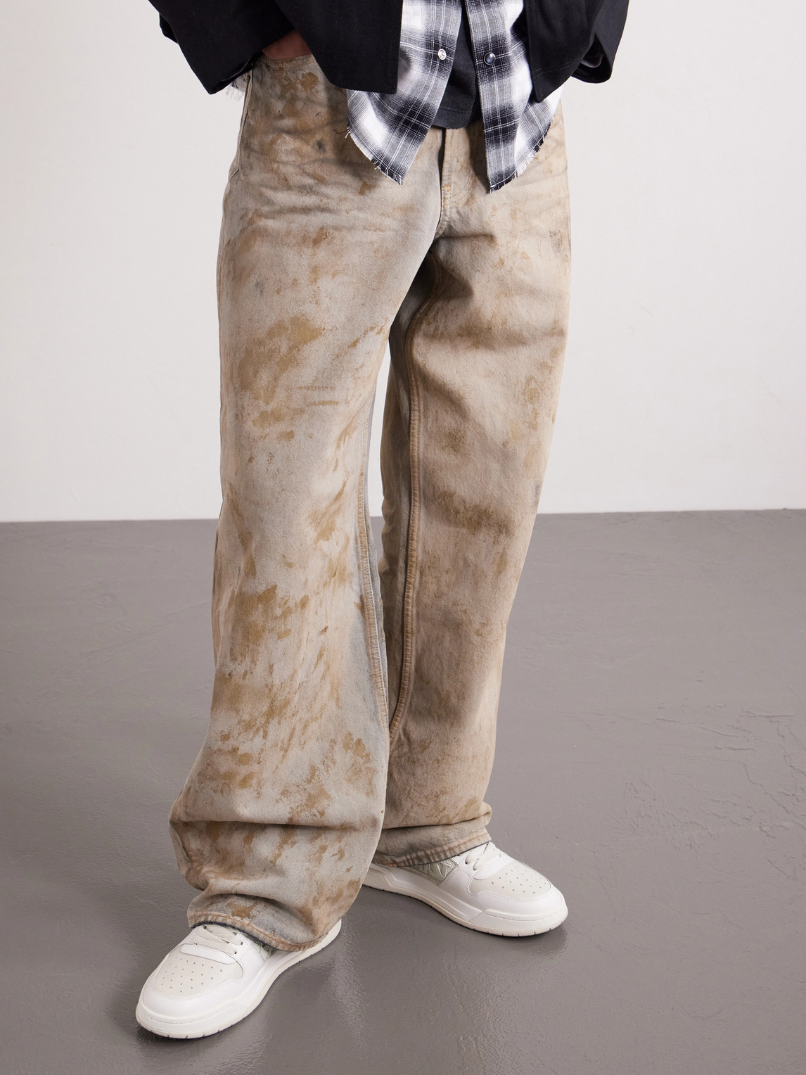 AMIRI Classic Low Two-Tone Perforated Leather and Mesh Sneakers EU 44