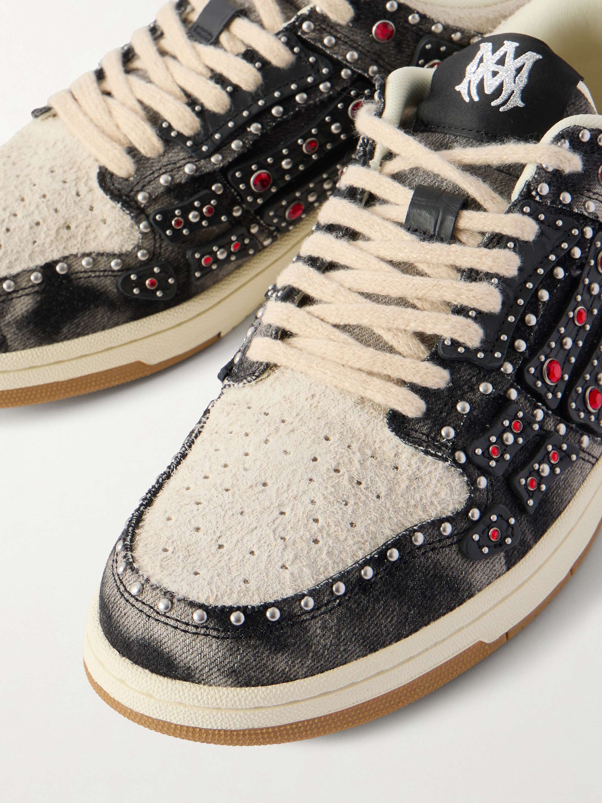 専用　AMIRI AMIRI Skel-Top Suede-Trimmed Studded Appliquéd Denim Sneakers for