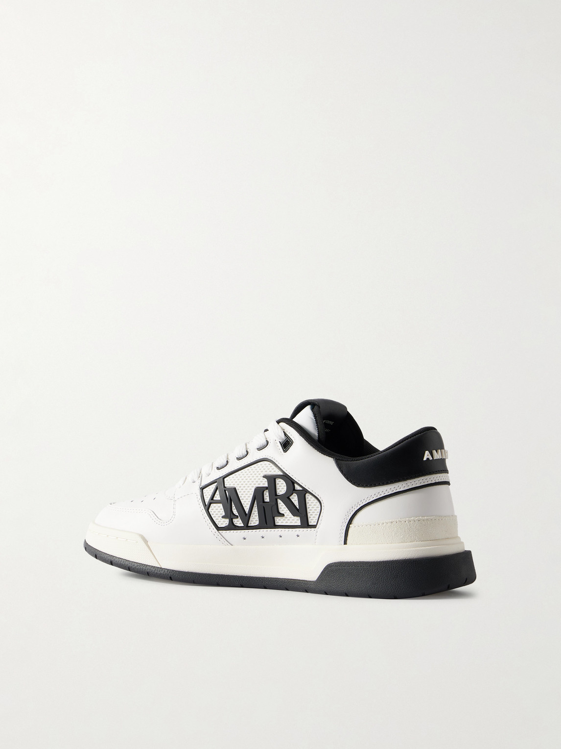 Amiri White Low Top Sneakers With Logo Patch On The Side And Contrasting Heel With Logo Lettering In Leath In Multi