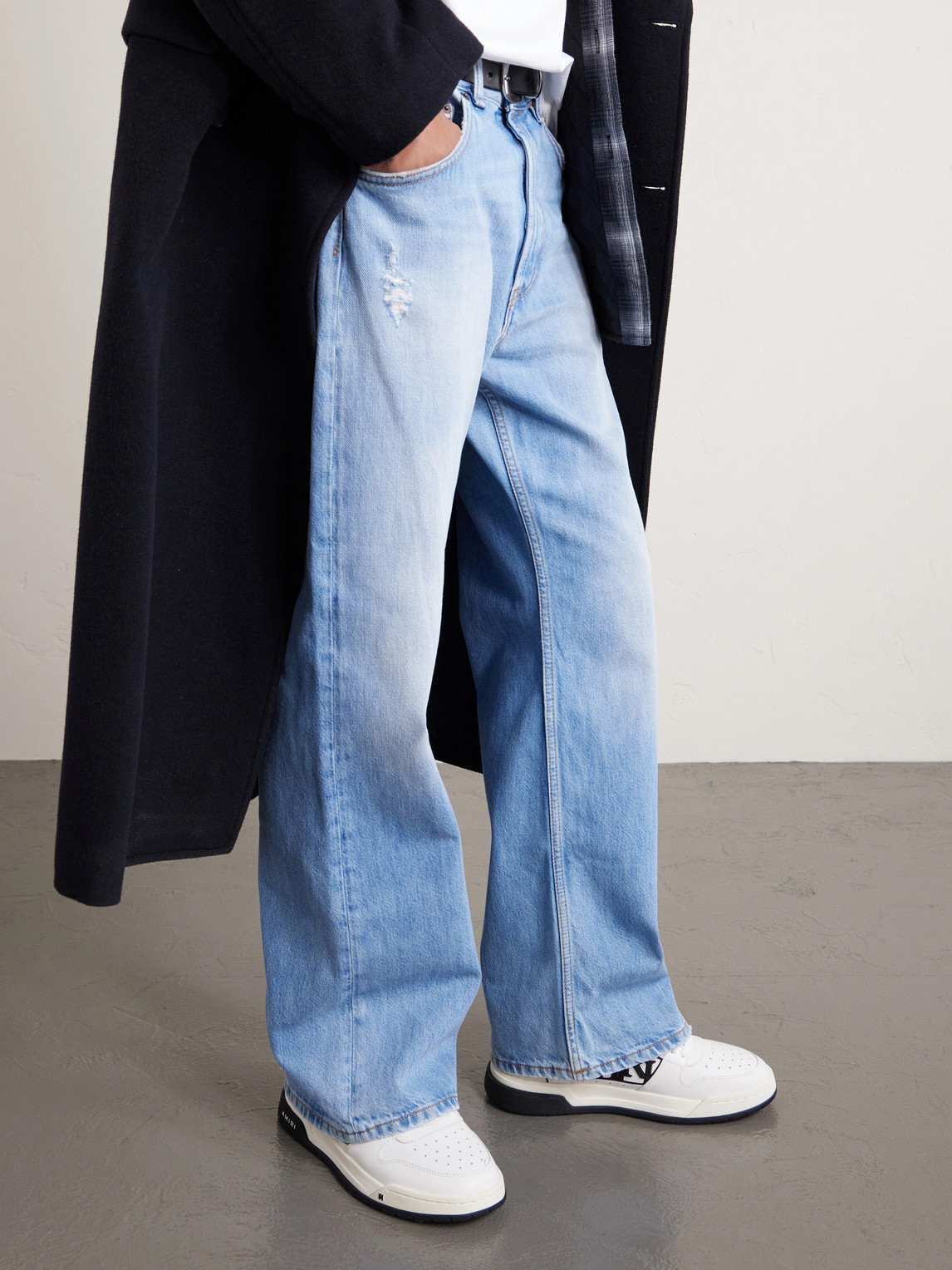 Amiri White Low Top Sneakers With Logo Patch On The Side And Contrasting Heel With Logo Lettering In Leath In Multi