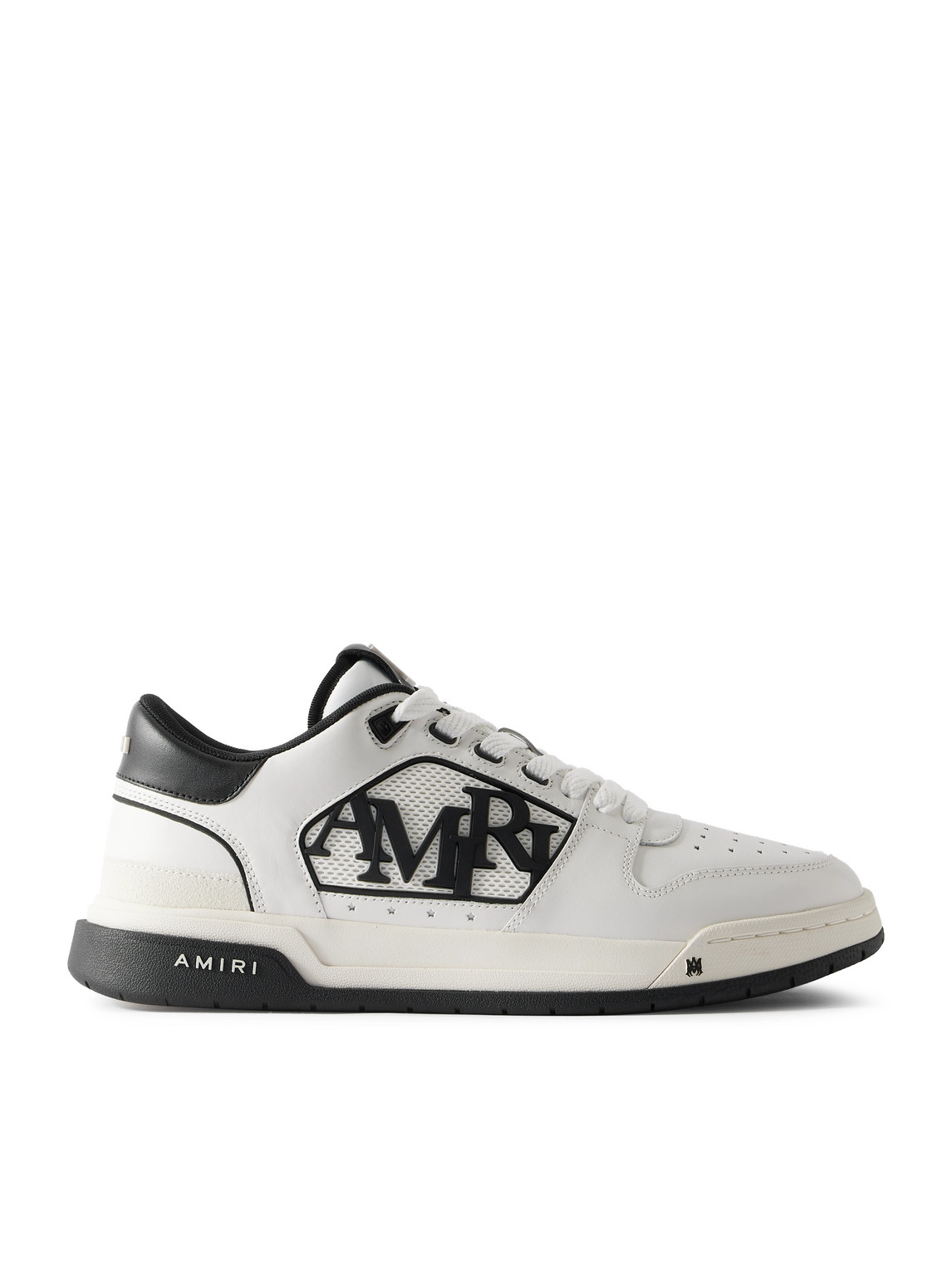 Amiri White Low Top Sneakers With Logo Patch On The Side And Contrasting Heel With Logo Lettering In Leath In Multi