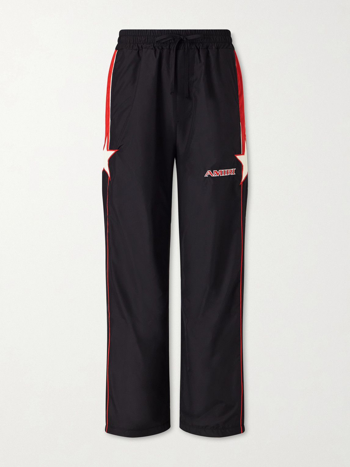 Amiri Straight-leg Logo-embroidered Striped Shell Sweatpants In Black