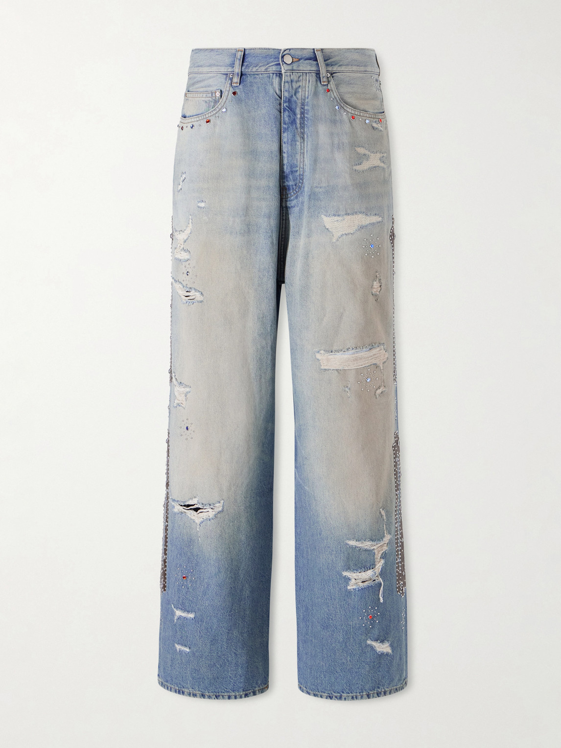 AMIRI Straight-Leg Distressed Studded Jeans - Men