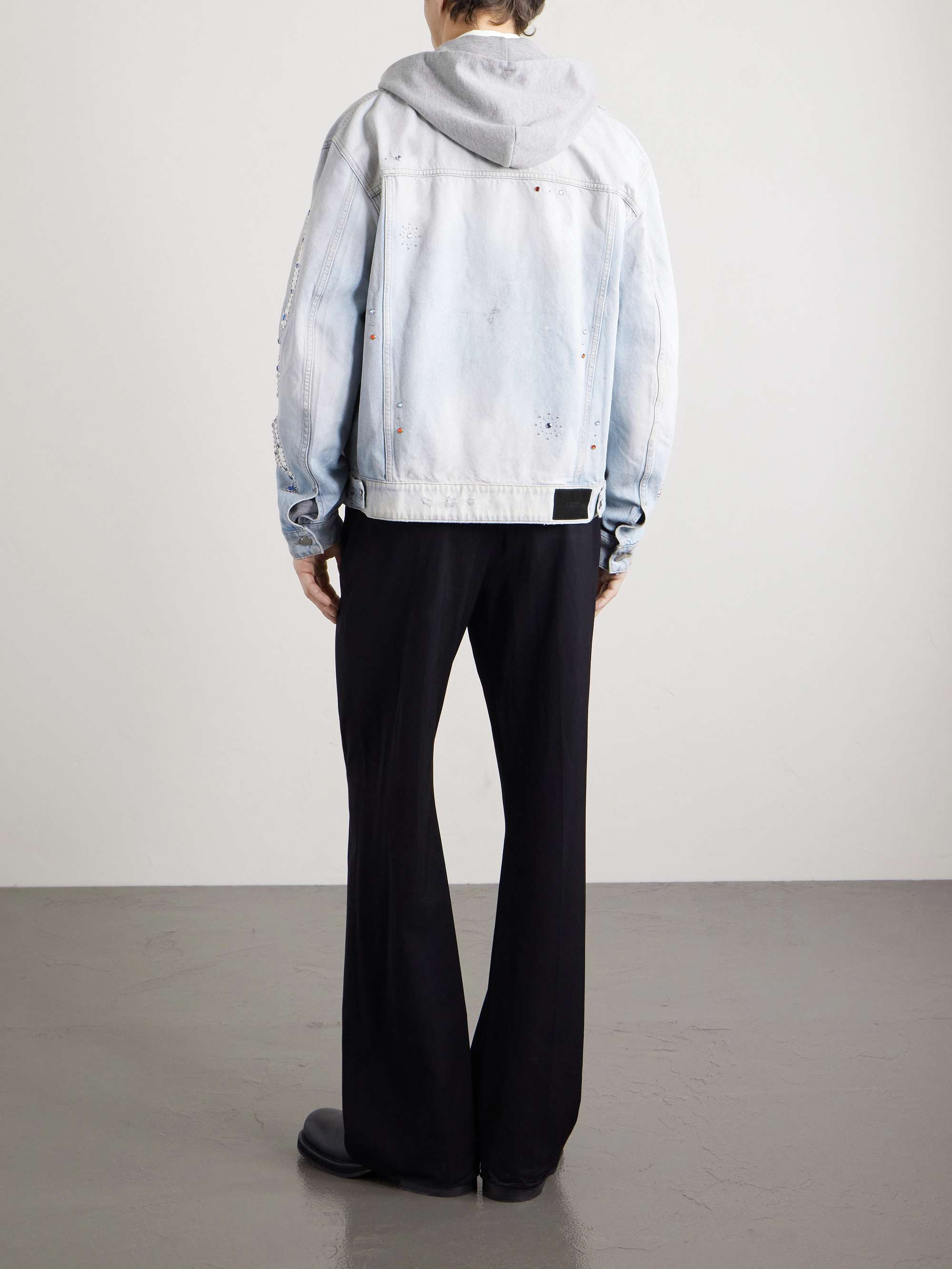 AMIRI Embellished Distressed Denim Jacket for Men | MR PORTER