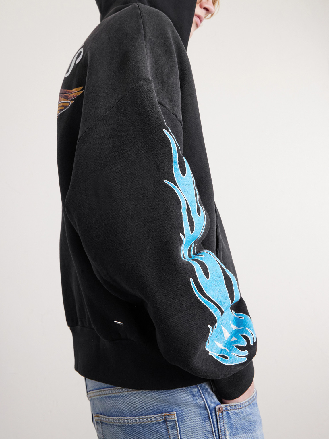 Flames Logo-Print Cotton-Jersey Zip-Up Hoodie