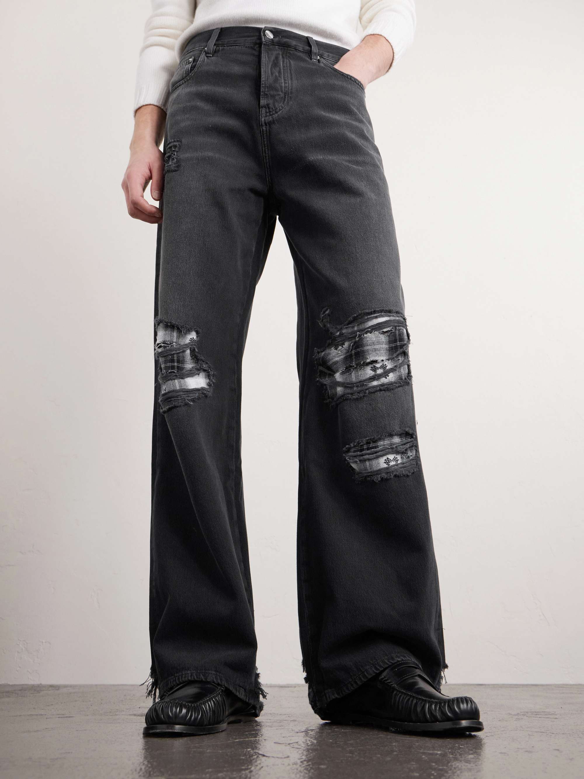 AMIRI Distressed Wide-Leg Jeans for Men | MR PORTER