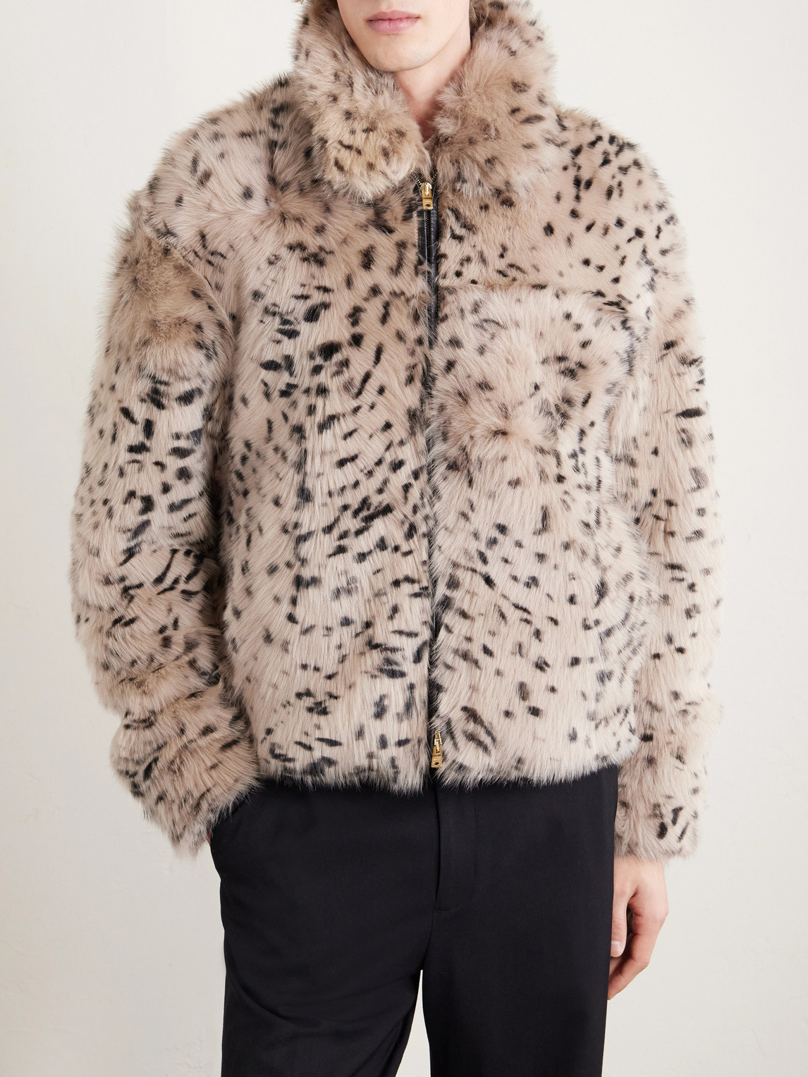  Amiri - Leather-trimmed Plush Jacket - Men - Brown - It 44 
