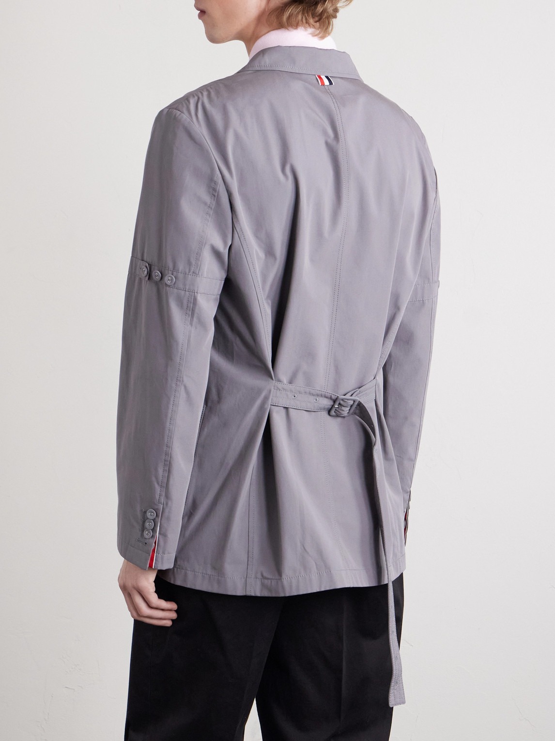  Thom Browne - Belted Cotton Blazer - Men - Gray - 2 