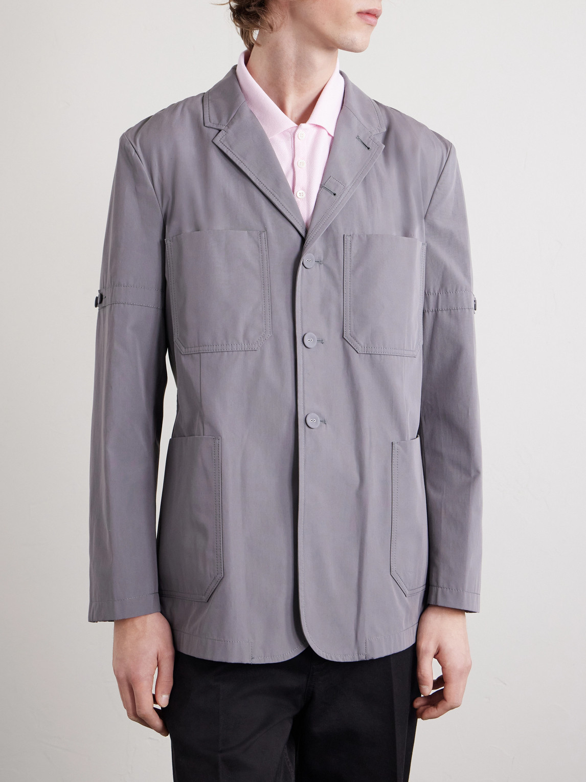  Thom Browne - Belted Cotton Blazer - Men - Gray - 2 