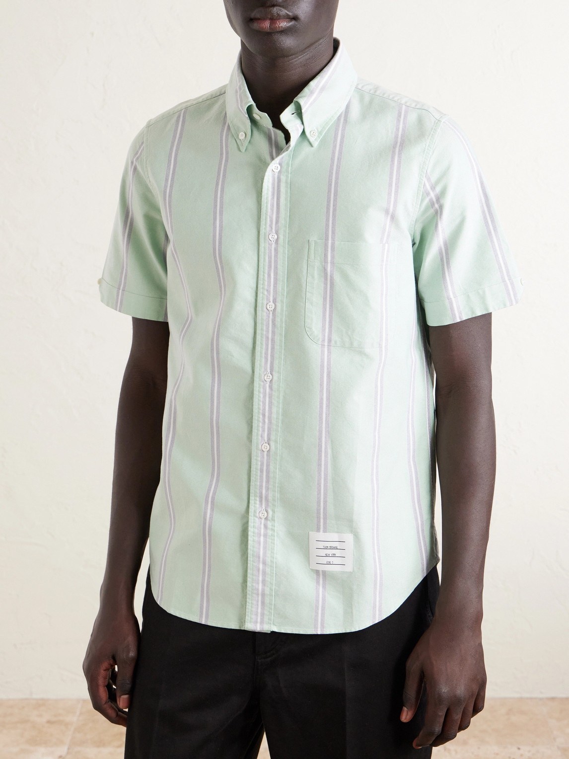  Thom Browne - Button-down Collar Striped Cotton Oxford Shirt - Men - Green - 0 