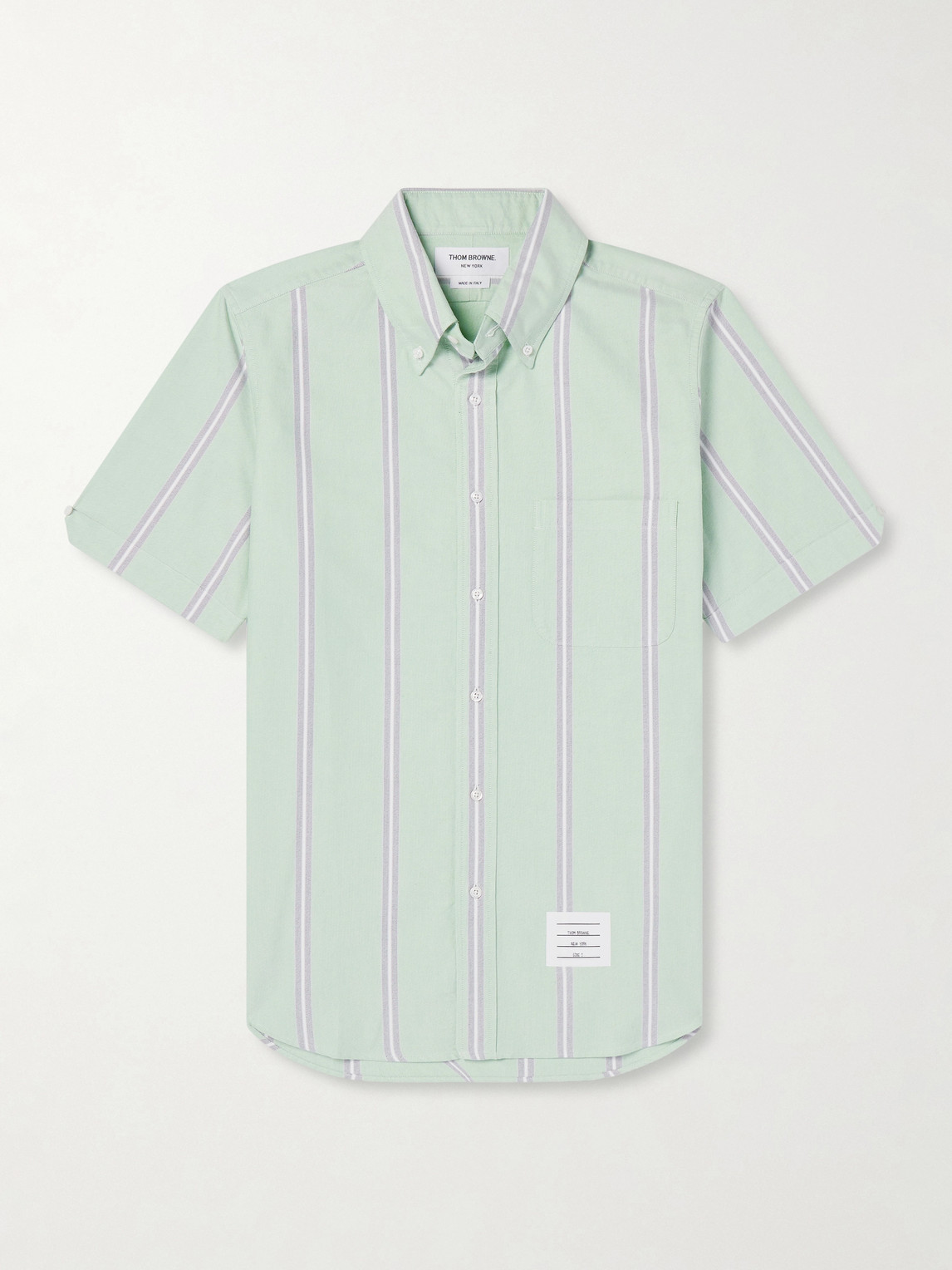 Thom Browne Button-Down Collar Striped Cotton Oxford Shirt - Men