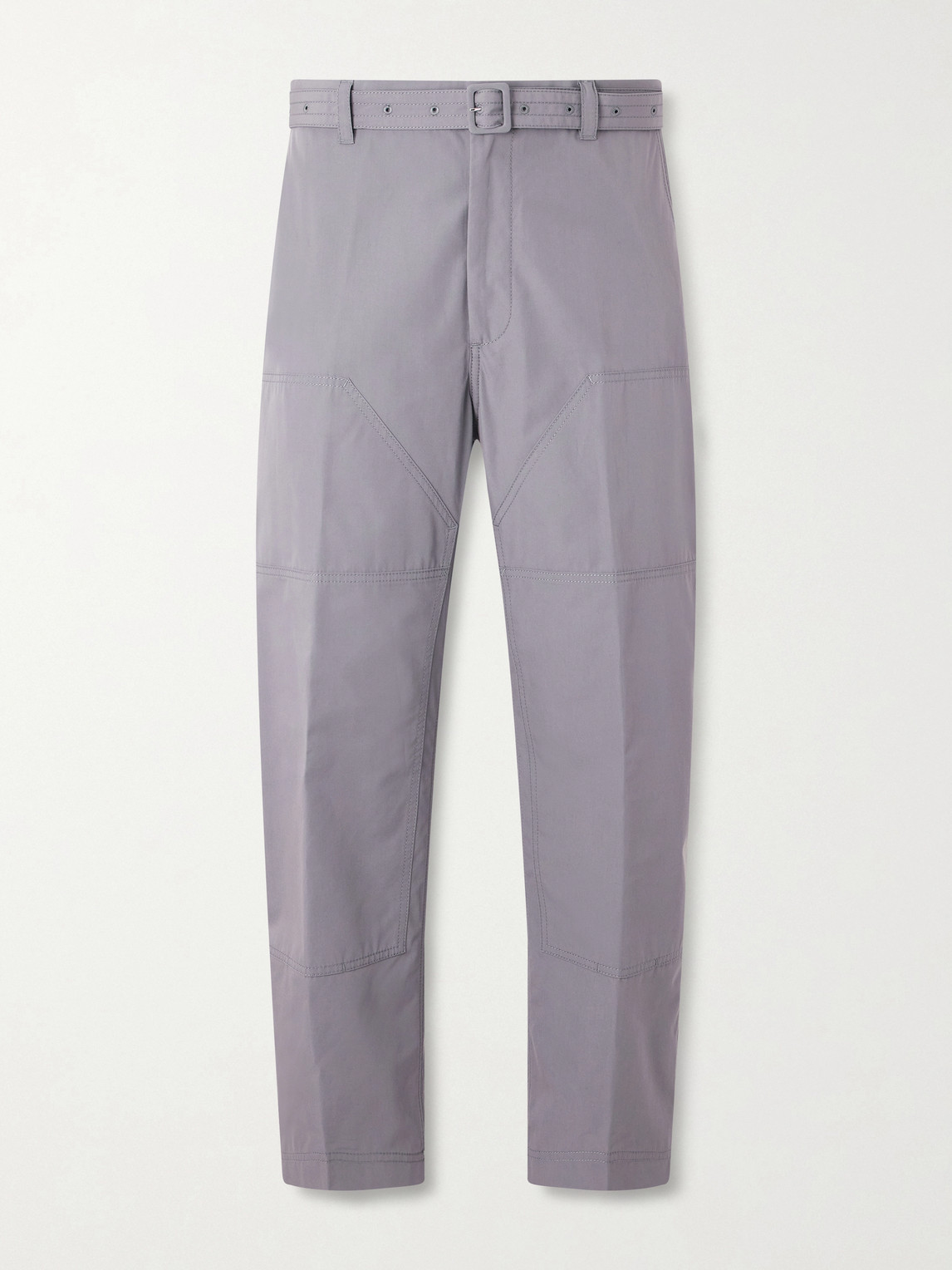 Thom Browne Carpenter Cropped Straight-leg Belted Cotton Trousers In Blue