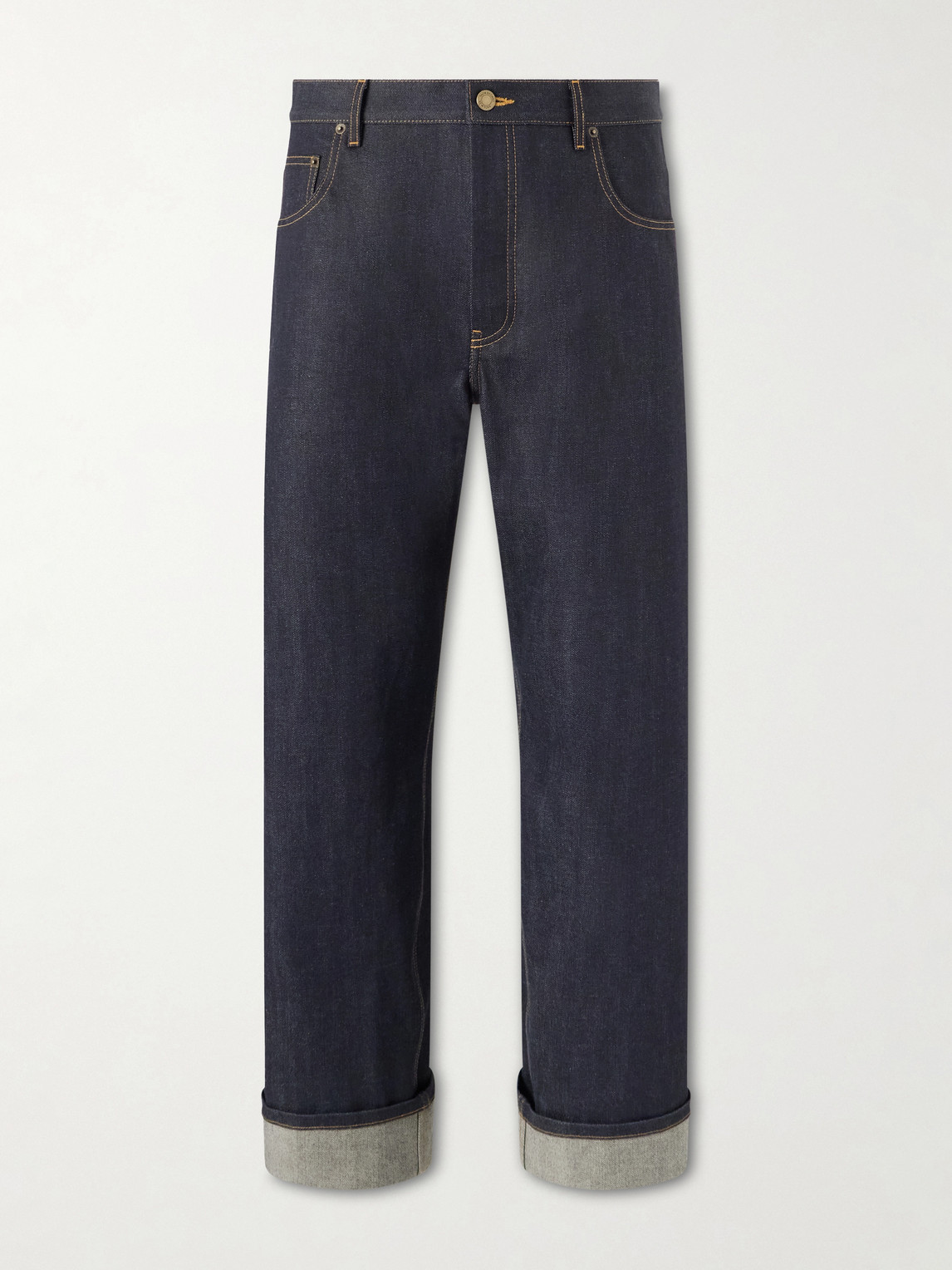 Thom Browne Cropped Straight-leg Selvedge Jeans In Blue