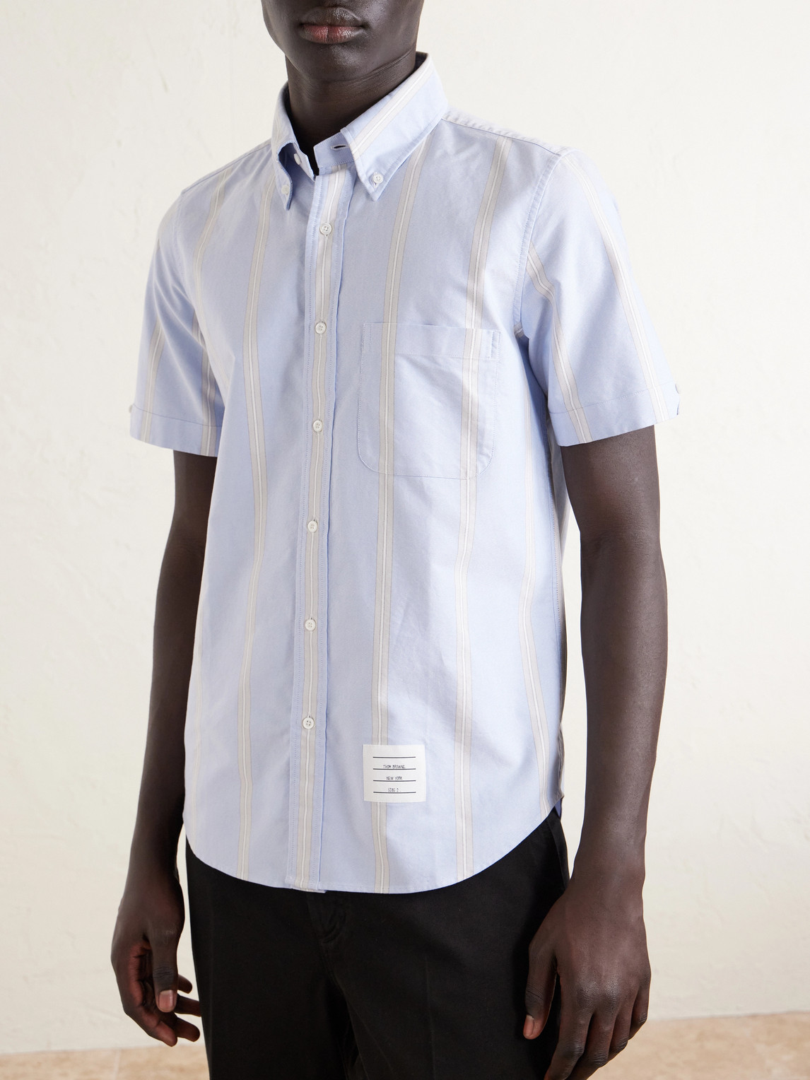  Thom Browne - Button-down Collar Striped Cotton Oxford Shirt - Men - Blue - 0 