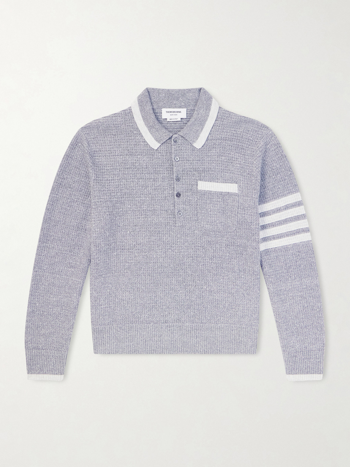 Thom Browne Striped Linen and Cotton-Blend Polo Sweater - Men