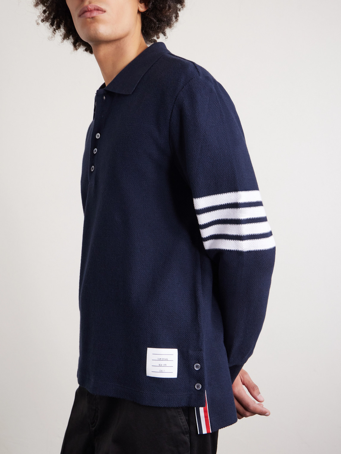  Thom Browne - Striped Cotton-piqué Polo Shirt - Men - Blue - 3 