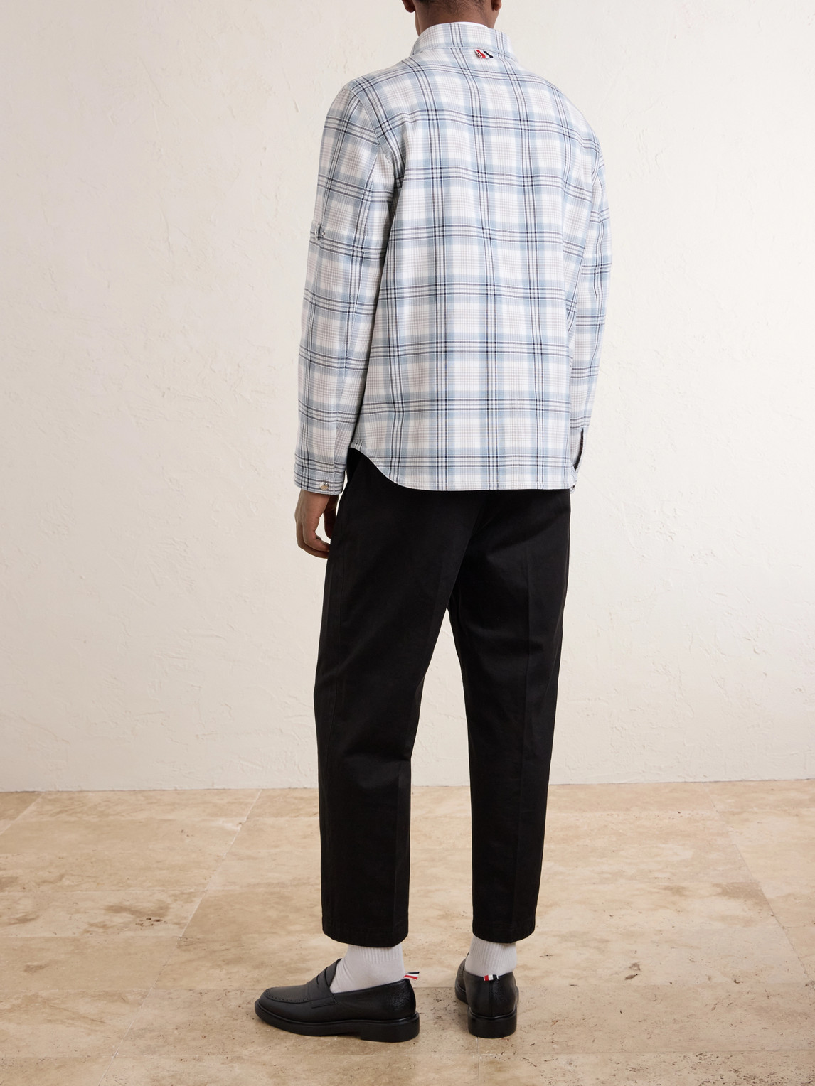  Thom Browne - Checked Cotton-blend Crepe Overshirt - Men - Blue - 1 