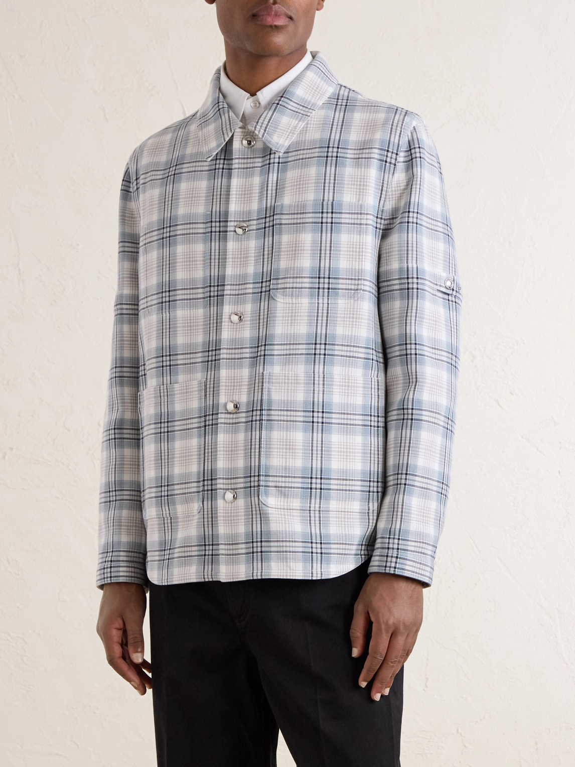  Thom Browne - Checked Cotton-blend Crepe Overshirt - Men - Blue - 1 