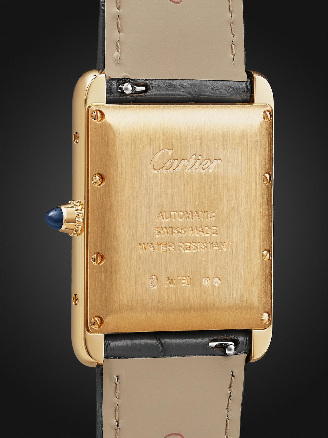  Cartier - Tank Louis Cartier Automatic 27.75mm Large 18-karat Gold And Alligator Watch, Ref. No. Wgta0357 - Men - White 