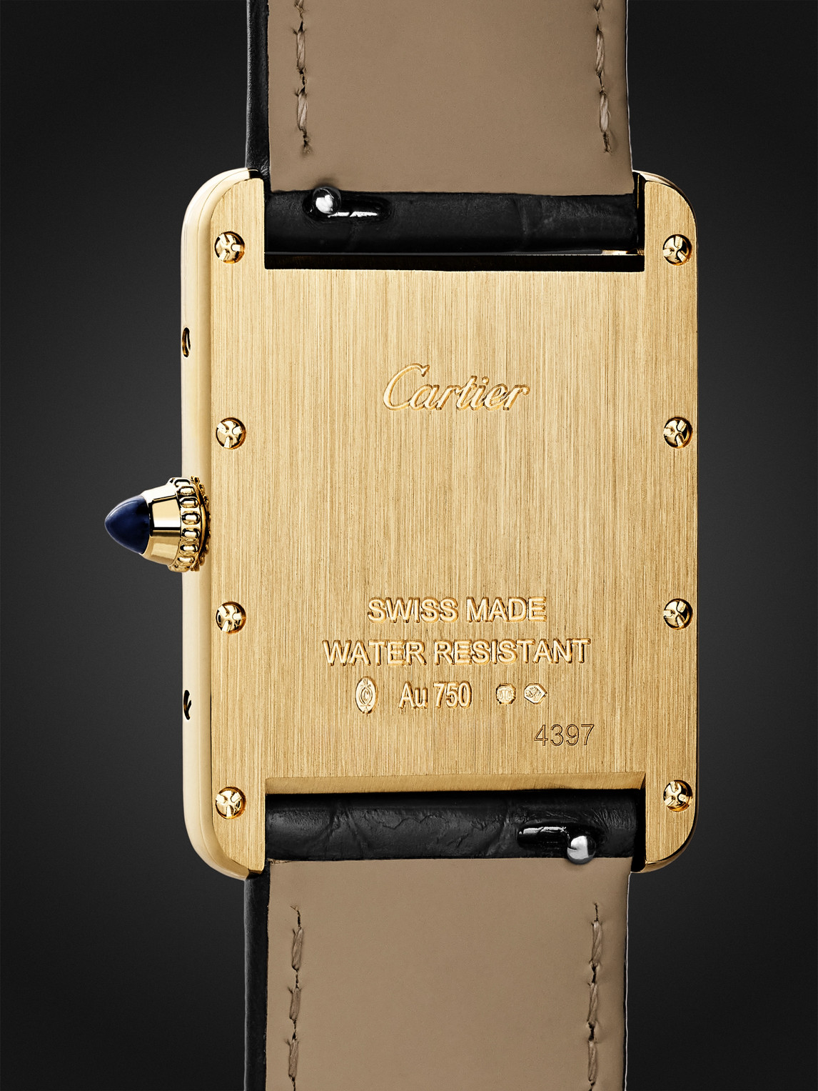  Cartier - Tank Louis Cartier 34mm 18-karat Gold And Alligator Watch, Ref. No. Crwgta0343 - Men - White 