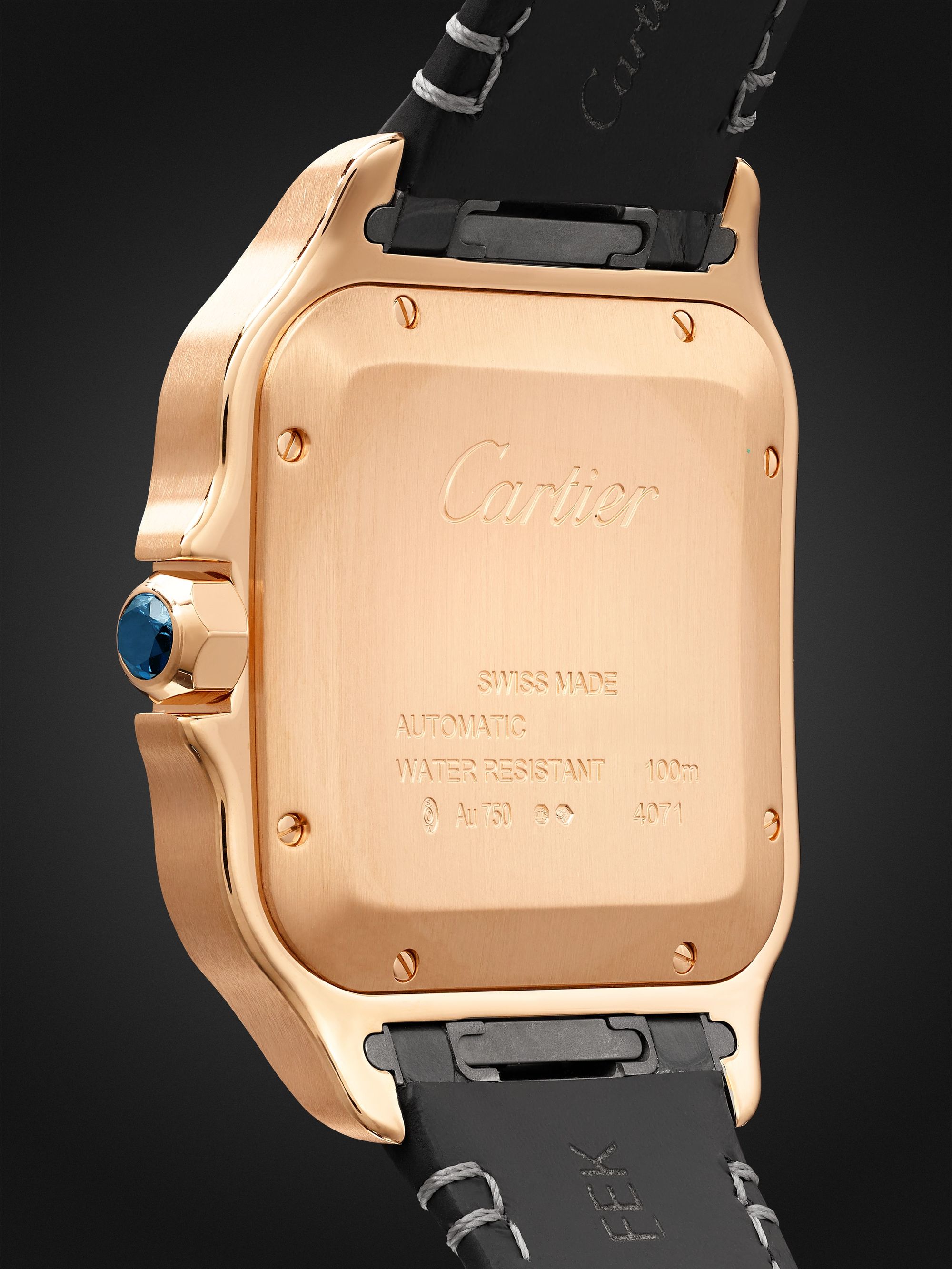 CARTIER Santos Automatic 39.8mm 18-Karat Rose Gold Interchangeable Alligator and Leather Watch, Ref. No. WGSA0011