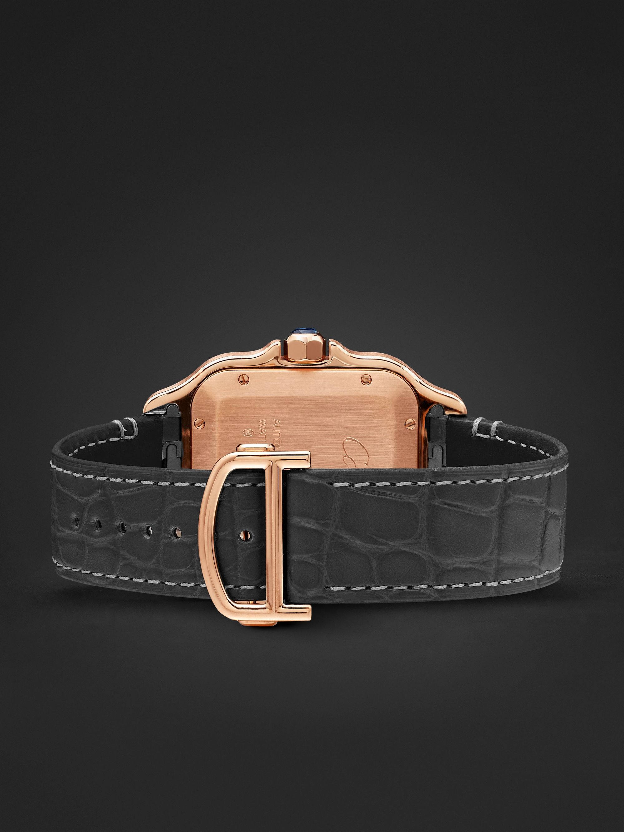 CARTIER Santos Automatic 39.8mm 18-Karat Rose Gold Interchangeable Alligator and Leather Watch, Ref. No. WGSA0011